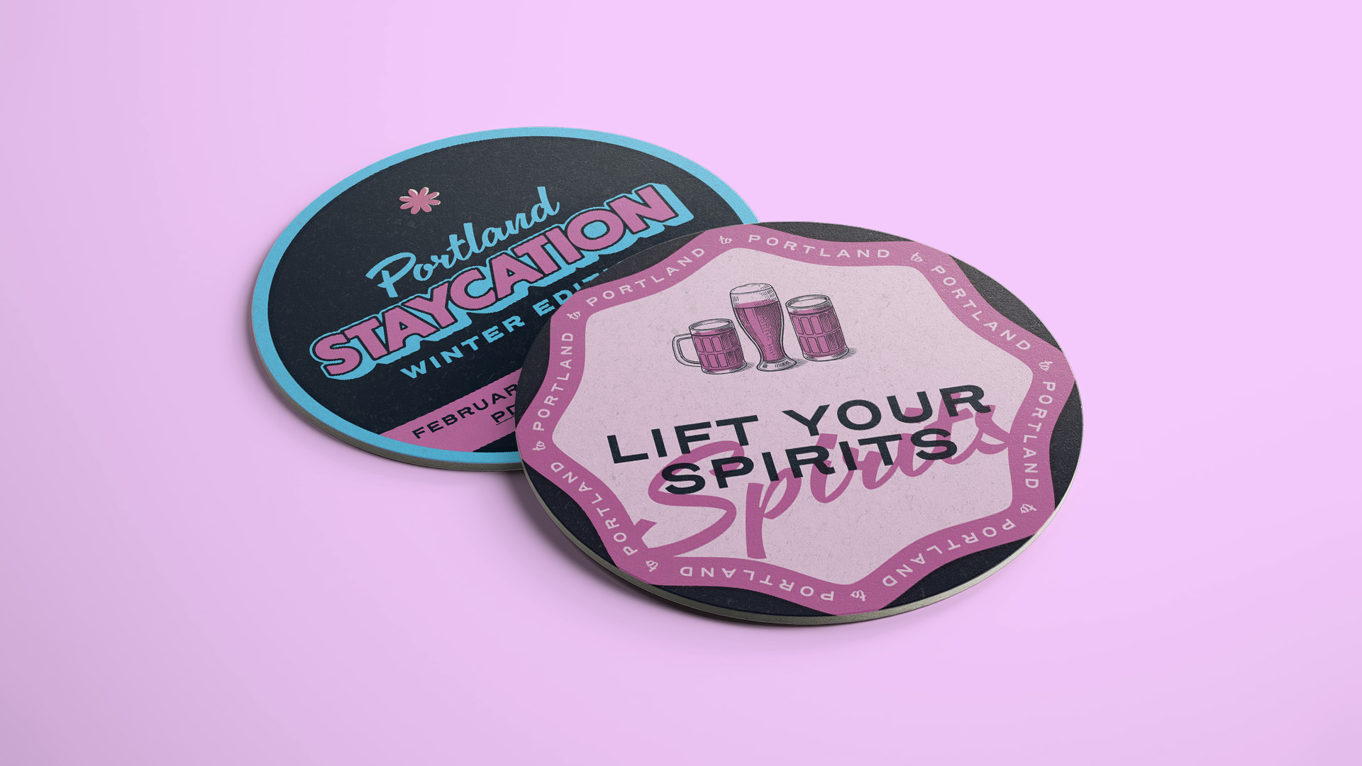 Winter Staycation coaster mockup